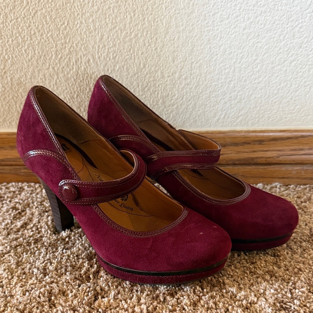 Sofft Burgundy Suede Mary Jane Heels Mansi Bordeaux Suede